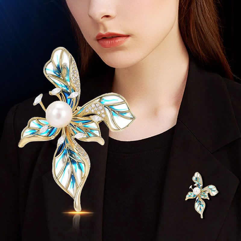 Women's Luxury Blue Iris Pearl Decoration Brooch - image 1