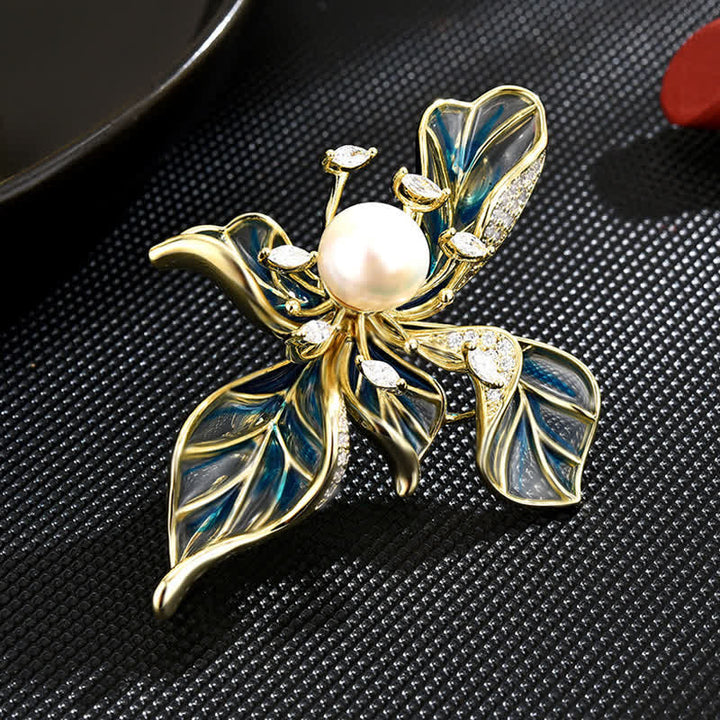 Women's Luxury Blue Iris Pearl Decoration Brooch - image 2