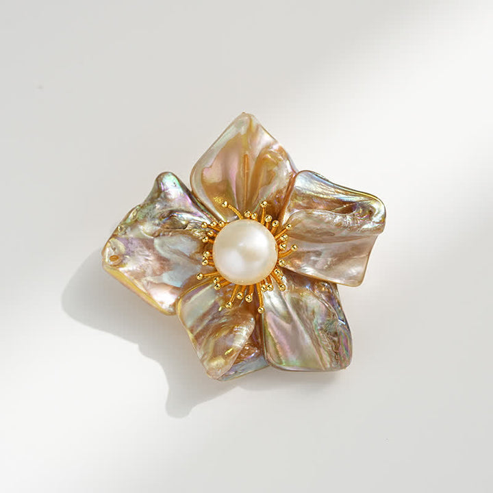 Women's Baroque Pearl Asymmetric Flower Brooch - image 3