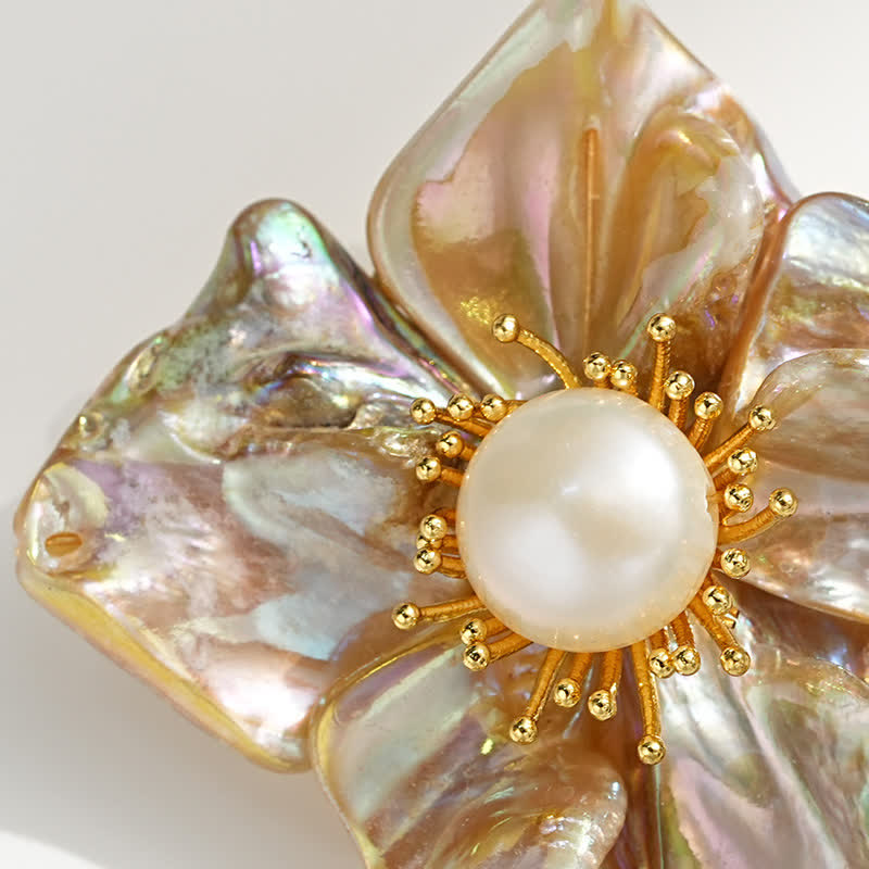 Women's Baroque Pearl Asymmetric Flower Brooch - image 4