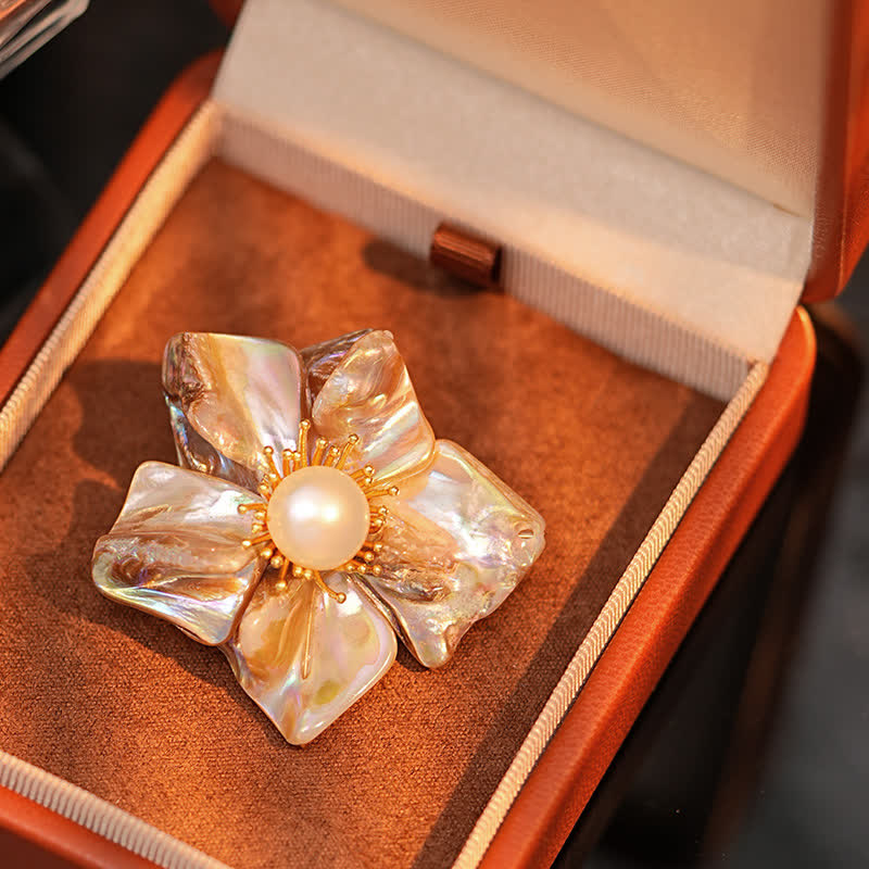 Women's Baroque Pearl Asymmetric Flower Brooch - image 2