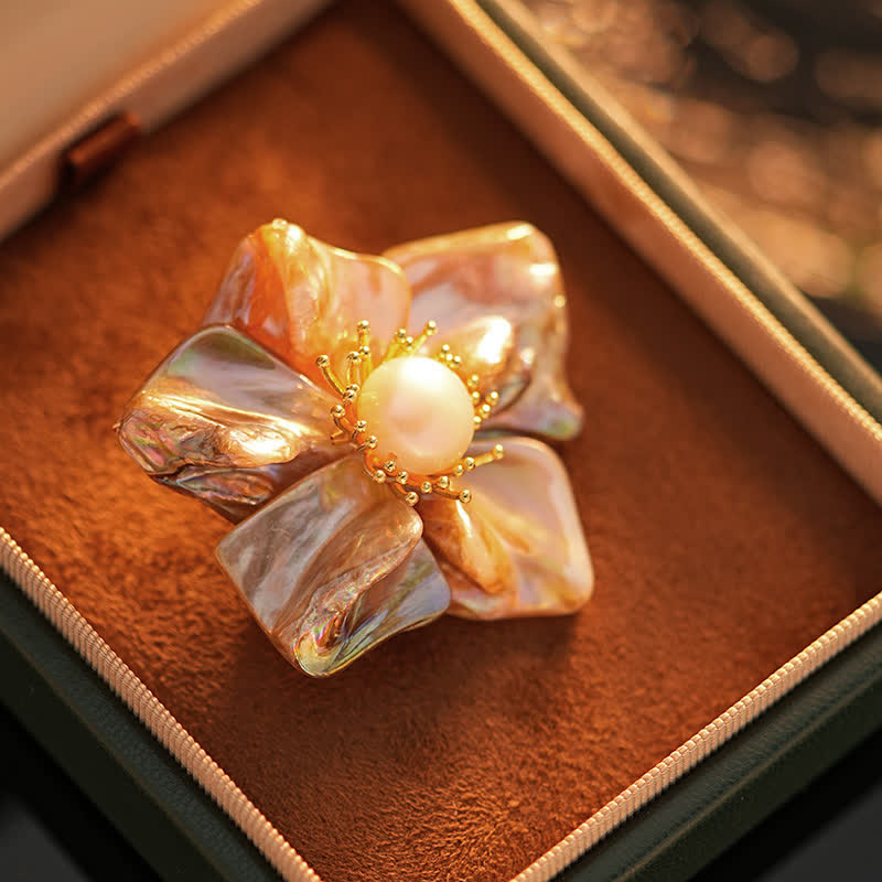 Women's Baroque Pearl Asymmetric Flower Brooch - Colorful - image 0