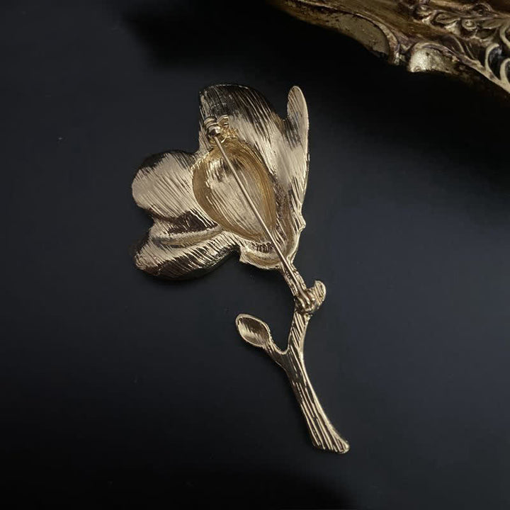 Women's Exaggerated Court Style White Magnolia Brooch - image 3