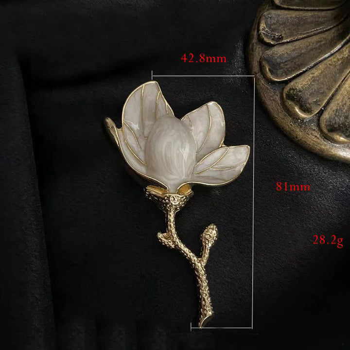Women's Exaggerated Court Style White Magnolia Brooch - image 4