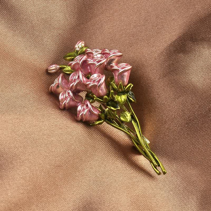 Women's Cute Pink & Green Rose Bouquet Brooch - Pink & Green - image 0