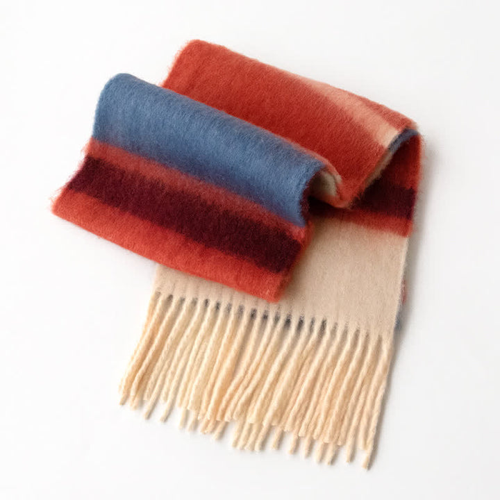 Unisex Rainbow Contrast Color Tassels Mohair Scarf - Style #9 - image 17