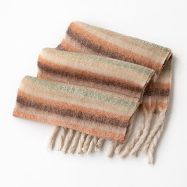 Unisex Rainbow Contrast Color Tassels Mohair Scarf - Style #5 - image 13