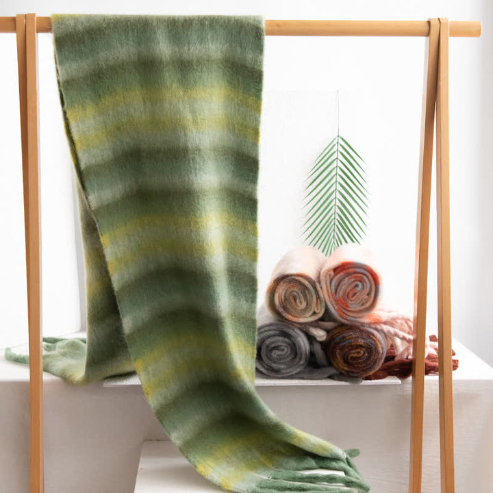 Unisex Rainbow Contrast Color Tassels Mohair Scarf - image 0