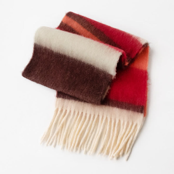 Unisex Rainbow Contrast Color Tassels Mohair Scarf - Style #11 - image 19