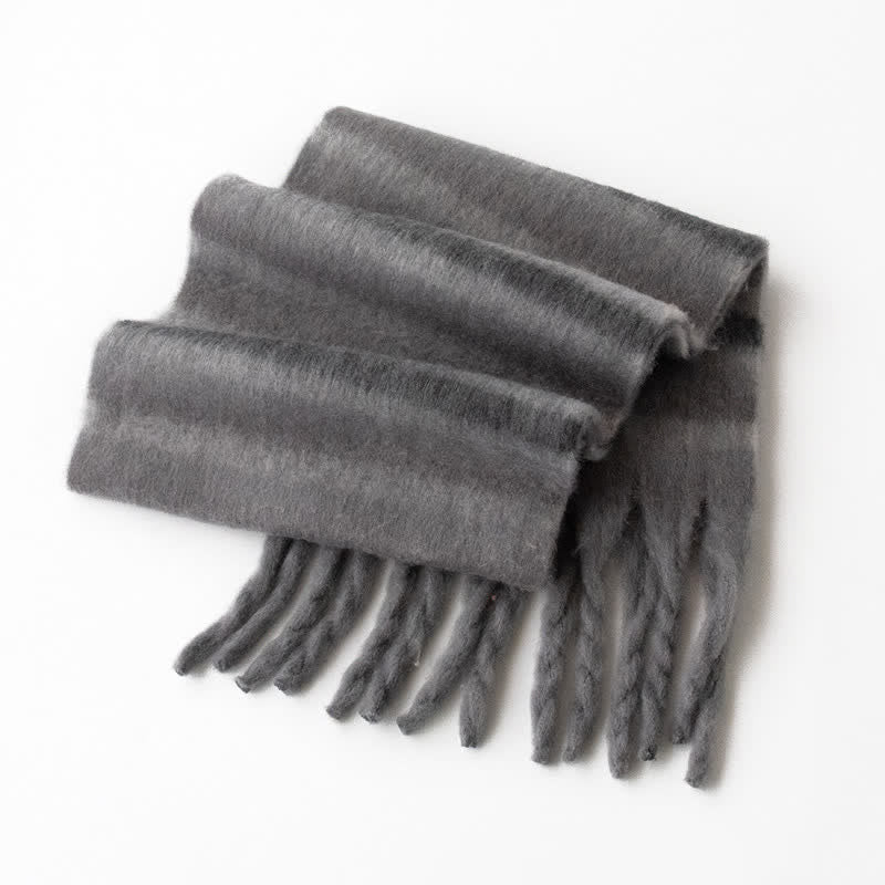 Unisex Rainbow Contrast Color Tassels Mohair Scarf - Style #4 - image 12