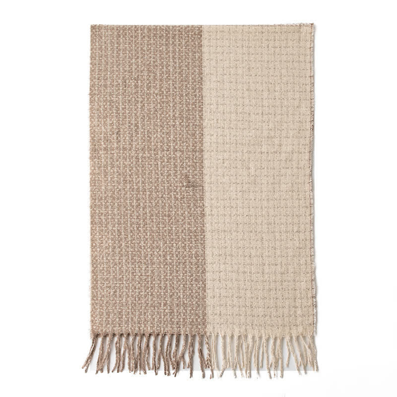 Unisex Plaid Colour Blocking Vintage Tassel Scarf - image 7