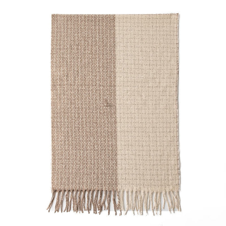 Unisex Plaid Colour Blocking Vintage Tassel Scarf - image 7