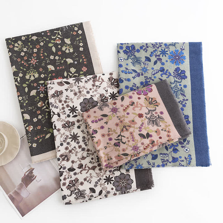 Women's Elagant Floral Contrast Border Scarf - image 1