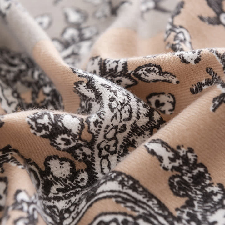 Women's Vintage National Style Gray Printing Scarf - image 3