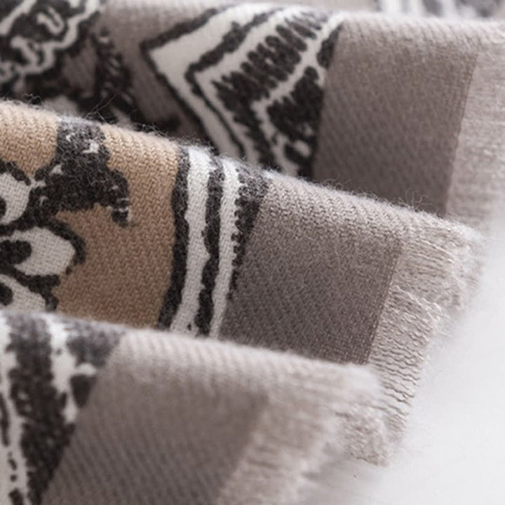 Women's Vintage National Style Gray Printing Scarf - image 5