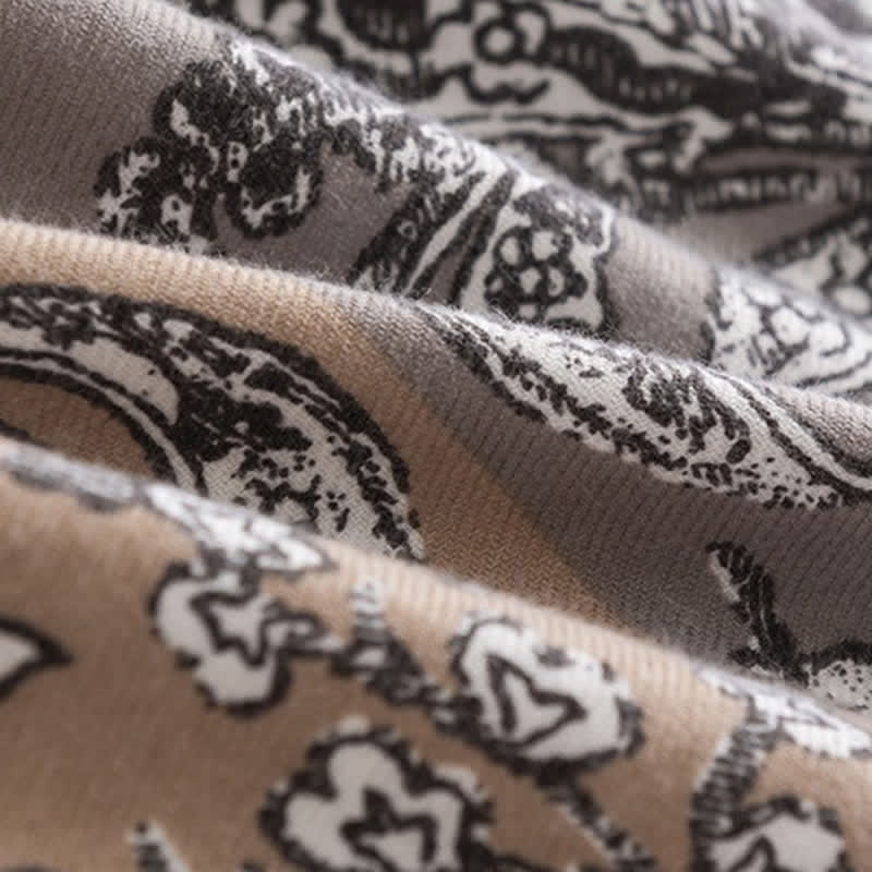 Women's Vintage National Style Gray Printing Scarf - image 6