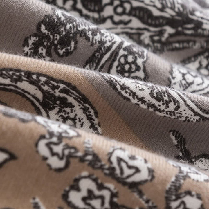 Women's Vintage National Style Gray Printing Scarf - image 6