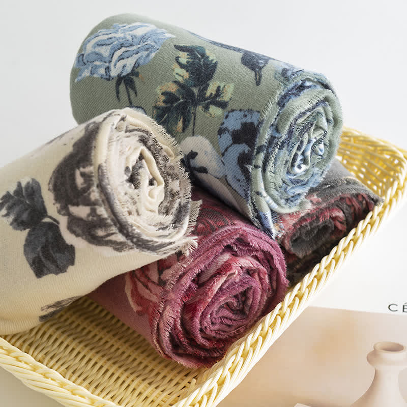 Women's Graceful Large Rose Romantic Pattern Scarf - image 9