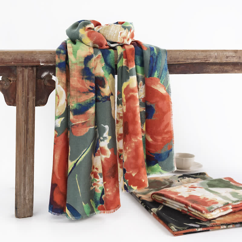 Women's Colorful Fashion Vintage Floral Print Scarf - image 0