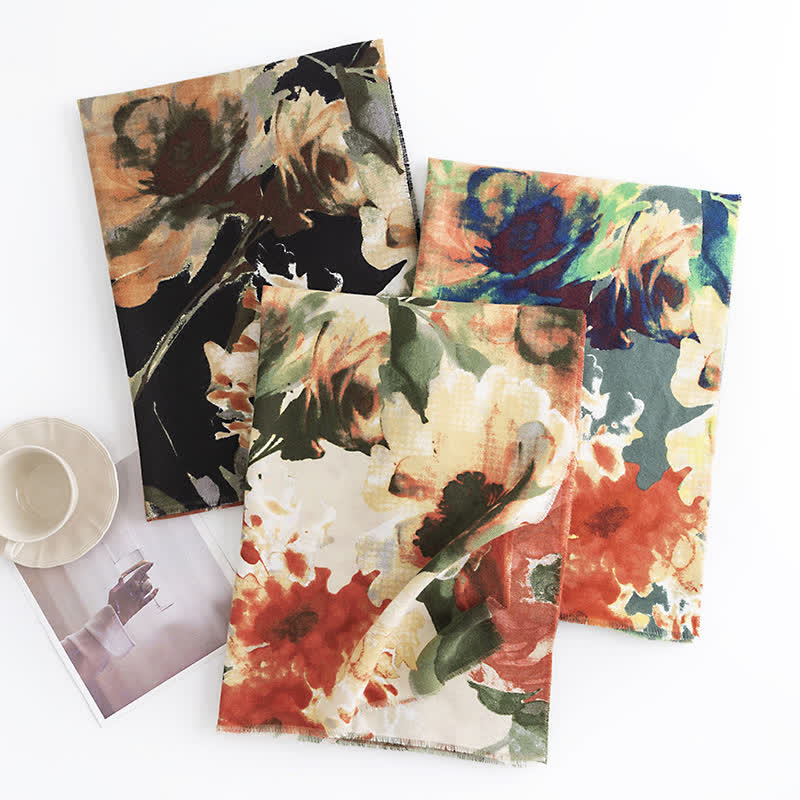 Women's Colorful Fashion Vintage Floral Print Scarf - image 1