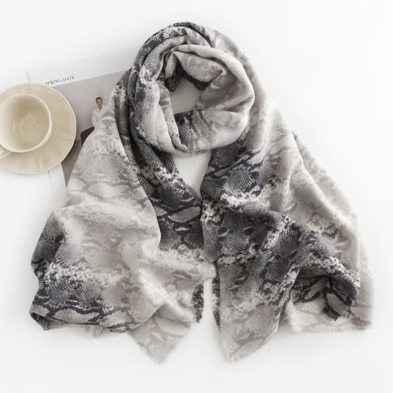 Women's Chic Street Style Snakeskin Print Scarf - Gray - image 2
