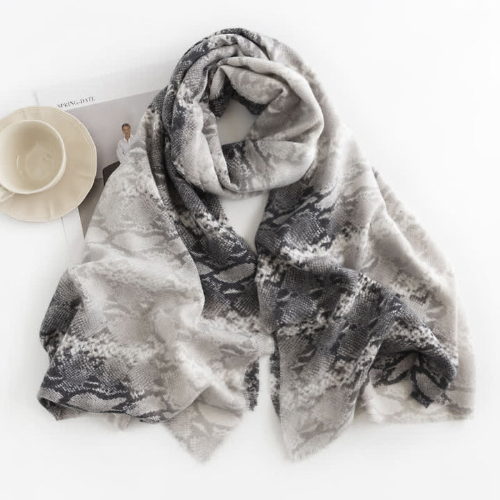 Women's Chic Street Style Snakeskin Print Scarf - Gray - image 2