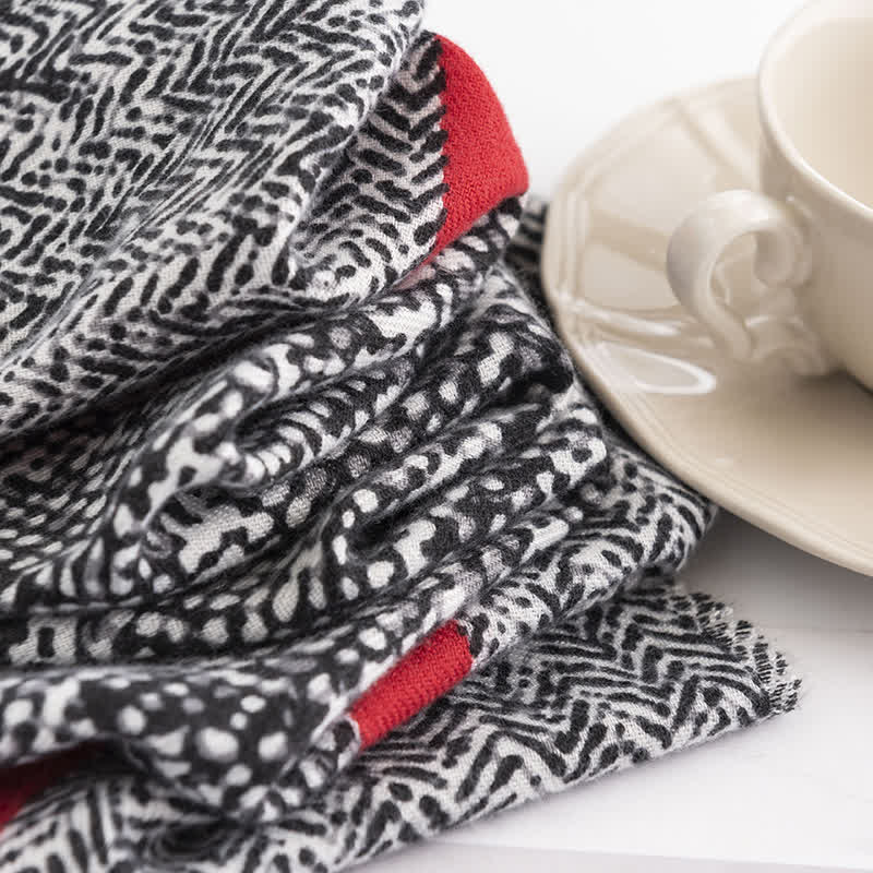 Women's Black Snake Skin Pattern Red Line Scarf - image 3