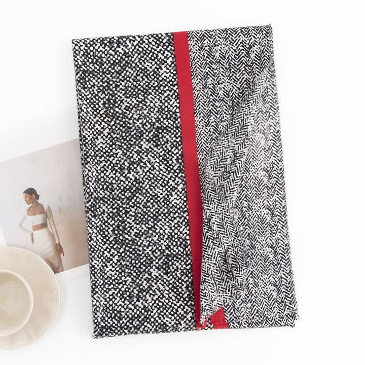 Women's Black Snake Skin Pattern Red Line Scarf - image 1
