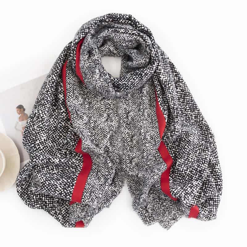 Women's Black Snake Skin Pattern Red Line Scarf - image 2