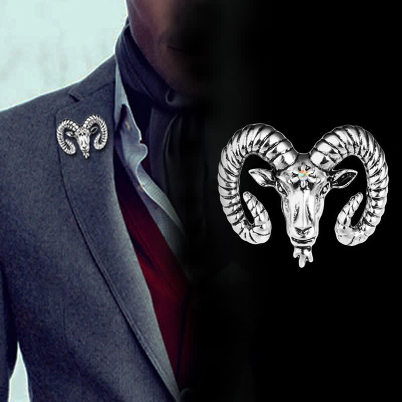 Men's Rams Head Animal Accessories Brooch - image 0