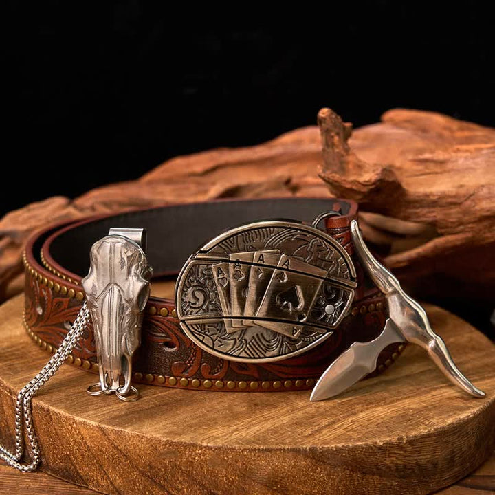 Western Gadget DIY Hidden Knife Buckle Longhorn Bull Pendant Bundle Set  - image 57
