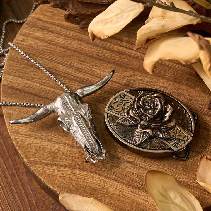 Western Gadget DIY Hidden Knife Buckle Longhorn Bull Pendant Bundle Set  - Rose - Without Belt - Not Included - image 20