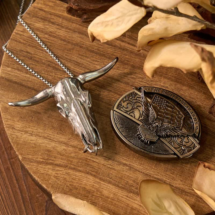 Western Gadget DIY Hidden Knife Buckle Longhorn Bull Pendant Bundle Set  - Eagle - Without Belt - Not Included - image 26