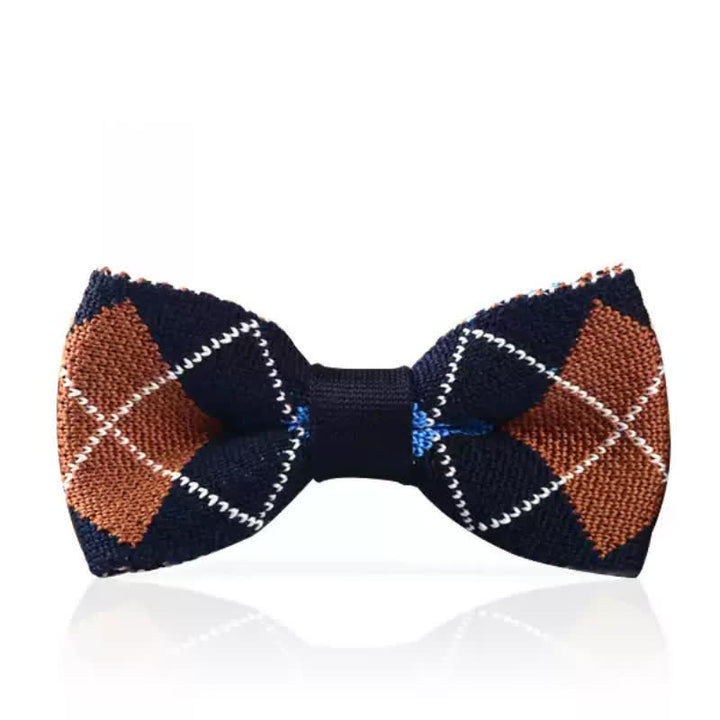 Men's Vintage Scottish Plaid Knitted Bow Tie - Brown - image 2