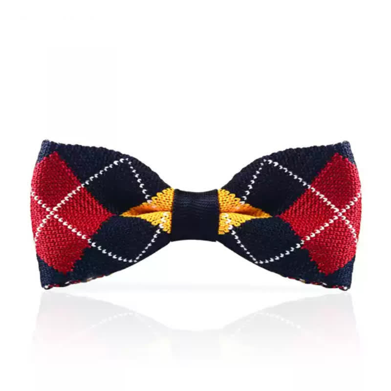 Men's Vintage Scottish Plaid Knitted Bow Tie - image 1