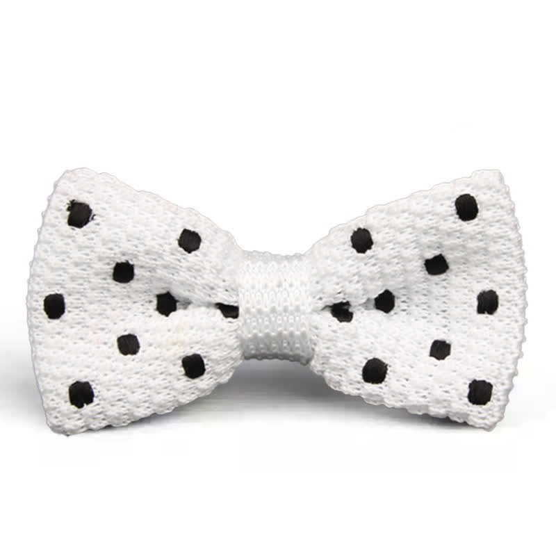 Men's Lively Polka Dotted Knitted Bow Tie - White - image 5