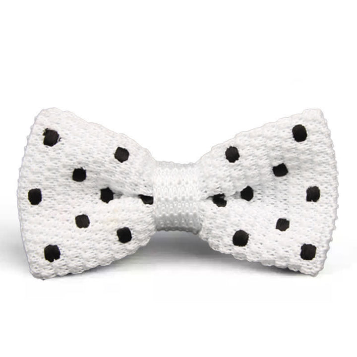 Men's Lively Polka Dotted Knitted Bow Tie - White - image 5