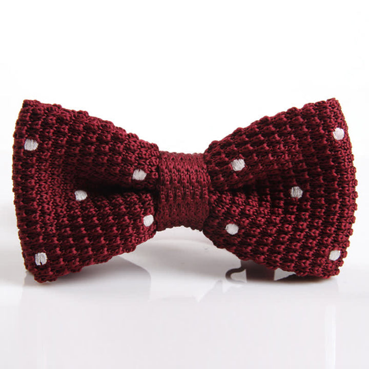 Men's Lively Polka Dotted Knitted Bow Tie - Burgundy - image 7