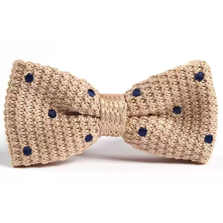 Men's Lively Polka Dotted Knitted Bow Tie - Wheat - image 0
