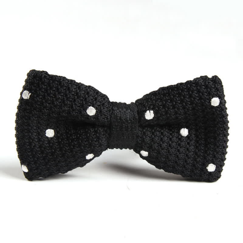 Men's Lively Polka Dotted Knitted Bow Tie - Black & White - image 1