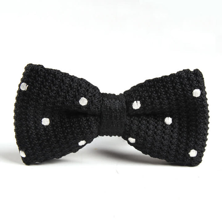Men's Lively Polka Dotted Knitted Bow Tie - Black & White - image 1