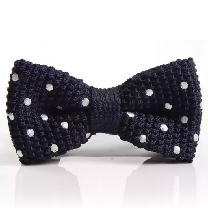 Men's Lively Polka Dotted Knitted Bow Tie - Midnight Blue - image 6