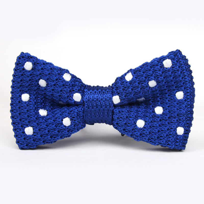 Men's Lively Polka Dotted Knitted Bow Tie - Royal Blue - image 4