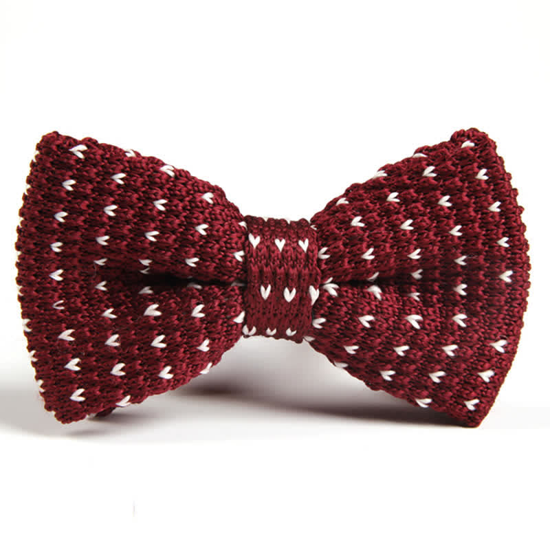 Men's Casual Herringbone Accents Knitted Bow Tie - Burgundy - image 0