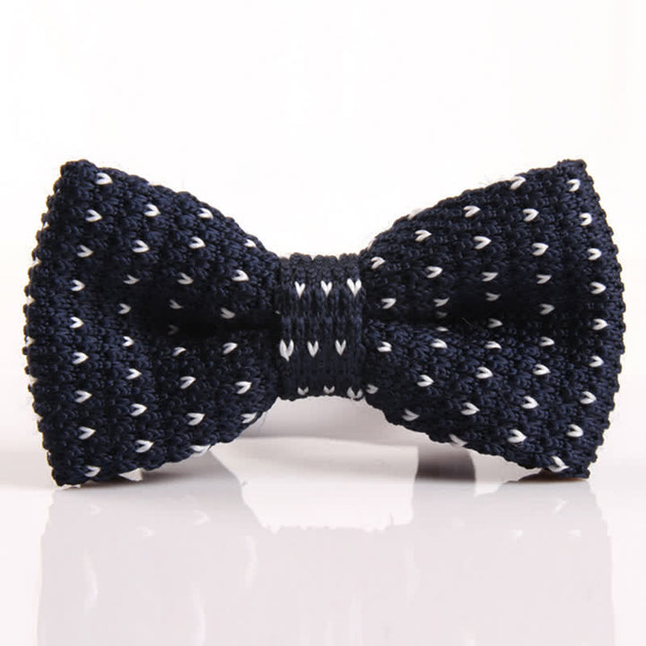 Men's Casual Herringbone Accents Knitted Bow Tie - Navy - image 1