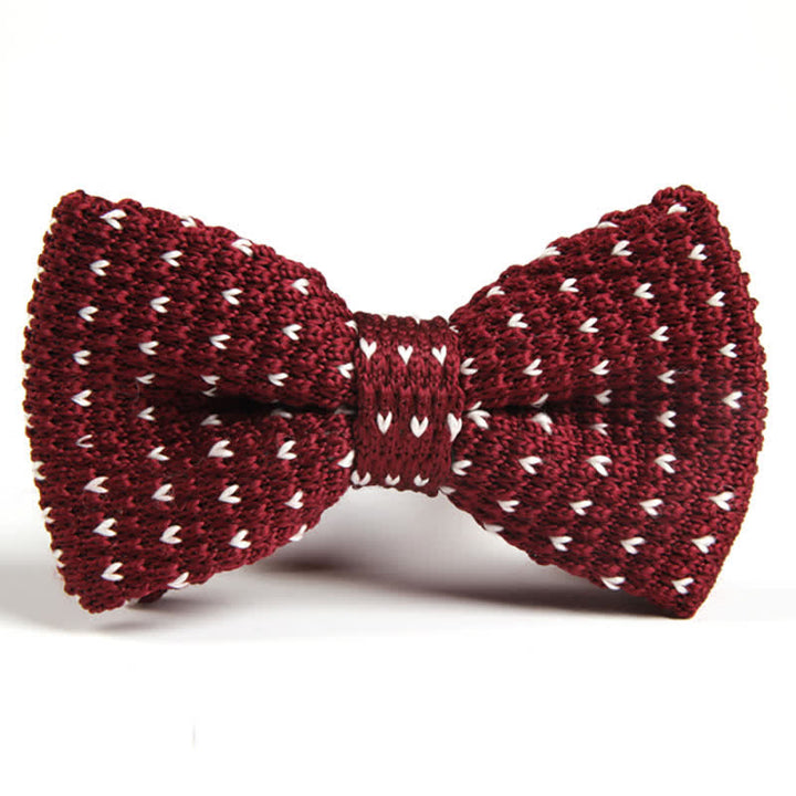 Men's Casual Herringbone Accents Knitted Bow Tie - Burgundy - image 0