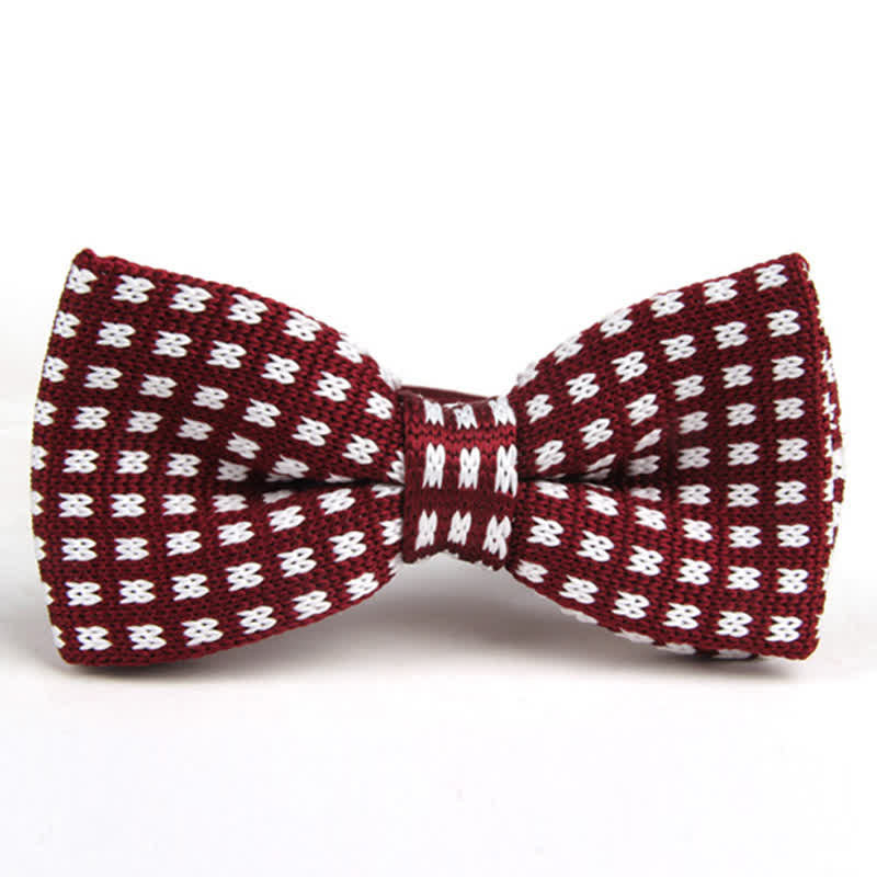 Men's Hound's Tooth Check Knitted Bow Tie - Red & White - image 4