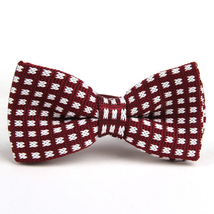 Men's Hound's Tooth Check Knitted Bow Tie - Red & White - image 4