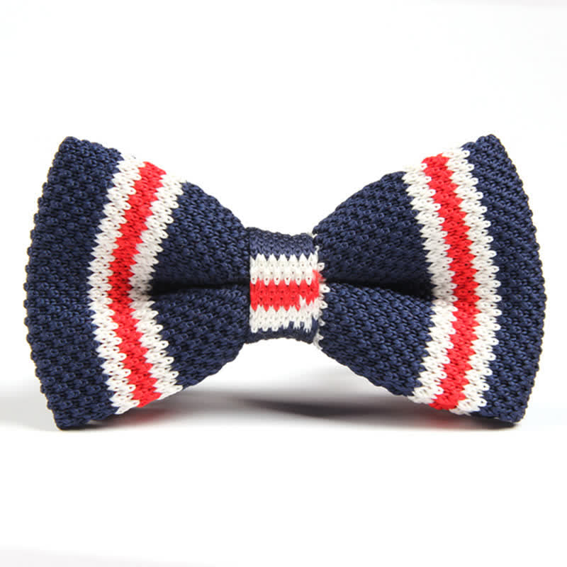 Men's Three Color Match Striped Knitted Bow Tie - Style #11 - image 10