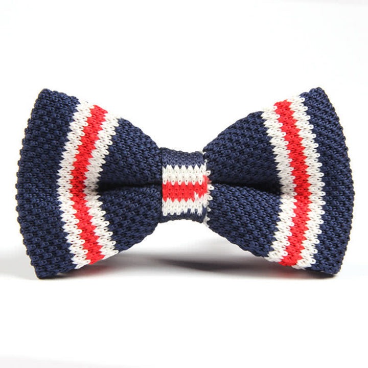 Men's Three Color Match Striped Knitted Bow Tie - Style #11 - image 10